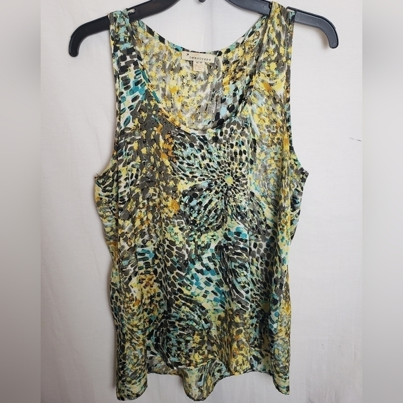 twentyone Yellow Multicolored Sleeveless Shirt Sz M - Picture 2 of 9